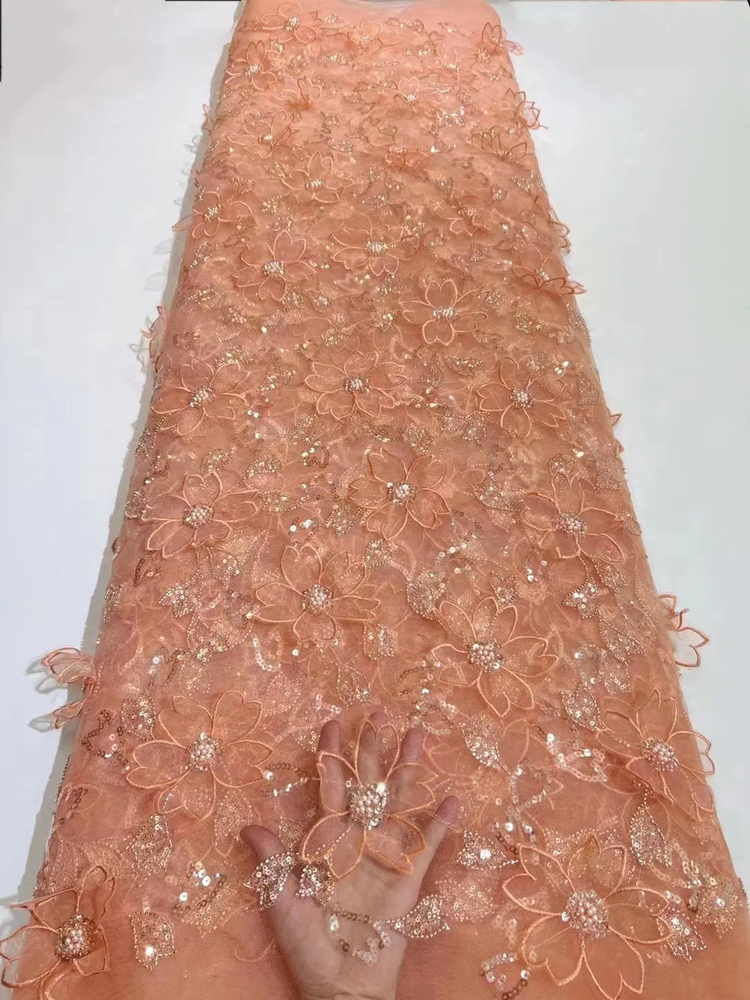 Luxury African Lace Fabric 2023 High Quality French 3D Flower Sequins Embroidery Beads Tulle Lace Fabric For Party Dress
Luxury African Lace Fabric 2023 High Quality French 3D Flower Sequins Embroidery Beads Tulle Lace Fabric For Party Dress