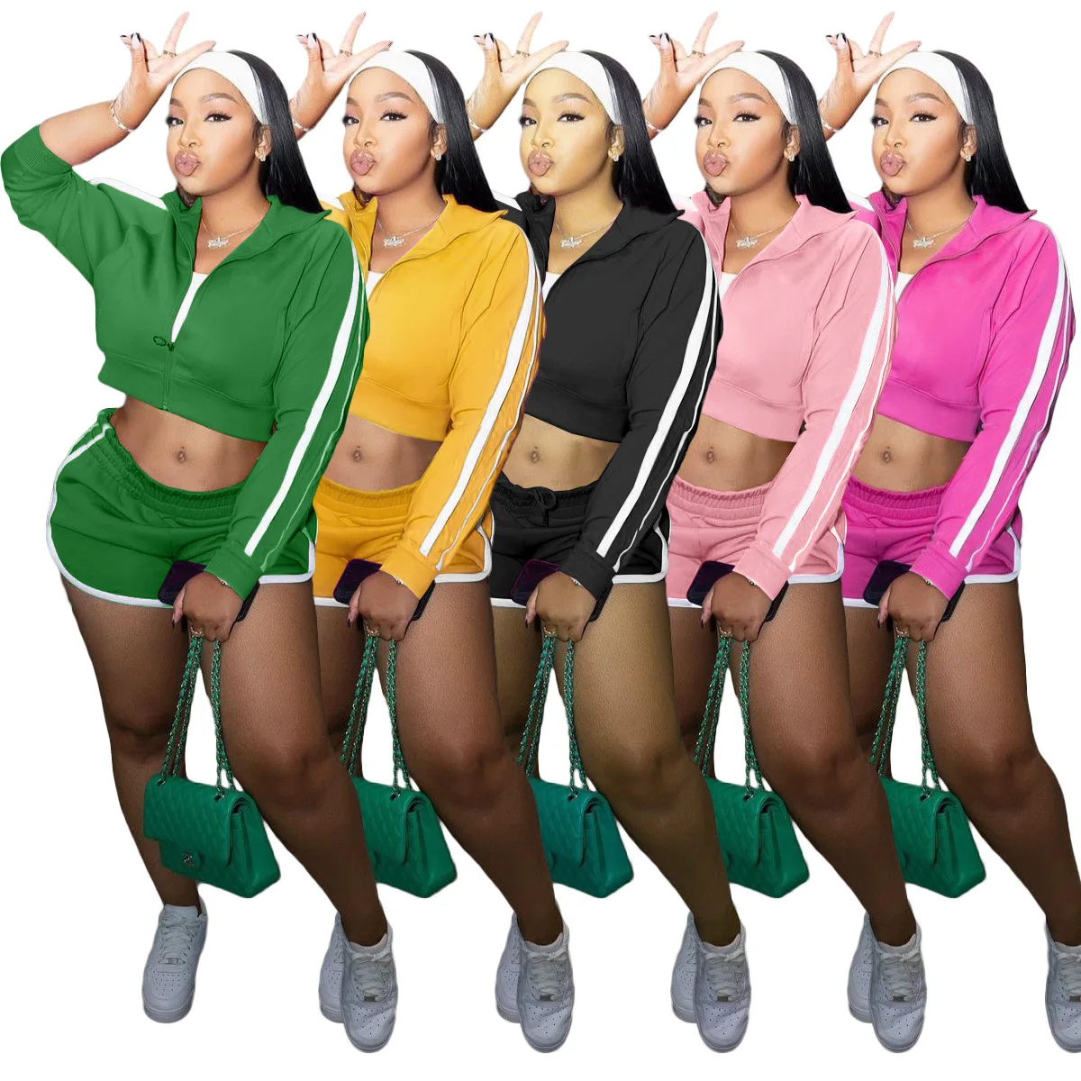 Casual Sport Patchwork Two Piece Set Women Summer Lounge Wear Zipper Jackets Crop Top + Shorts Tracksuit Women Workout Y2K 2023
Casual Sport Patchwork Two Piece Set Women Summer Lounge Wear Zipper Jackets Crop Top + Shorts Tracksuit Women Workout Y2K 2023