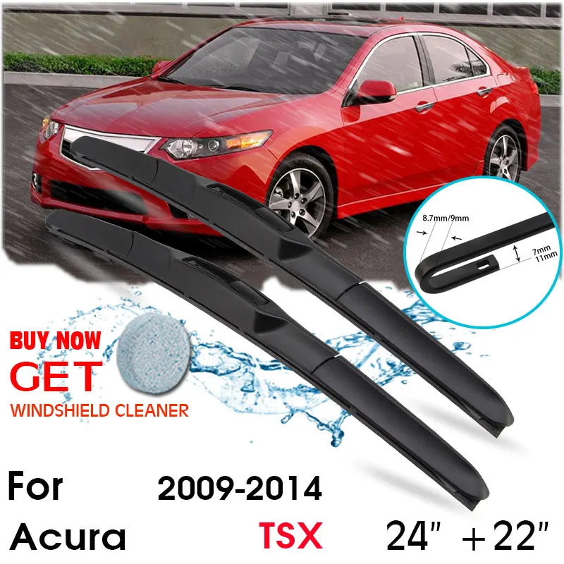 

Car Wiper Blade Front Window Windshield Rubber Silicon Refill Wipers For Acura TSX 2009-2014 LHD / RHD 24"+22" Car Accessorie