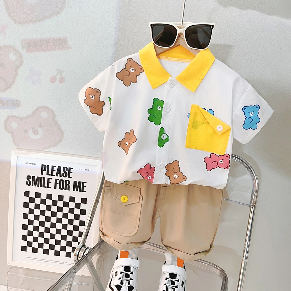 2023 Summer Children Clothing Sets for Baby Boys Short Sleeve Shirt Shorts Kids Tracksuits Cartoon Bear Infant Clothes Outfits
2023 Summer Children Clothing Sets for Baby Boys Short Sleeve Shirt Shorts Kids Tracksuits Cartoon Bear Infant Clothes Outfits