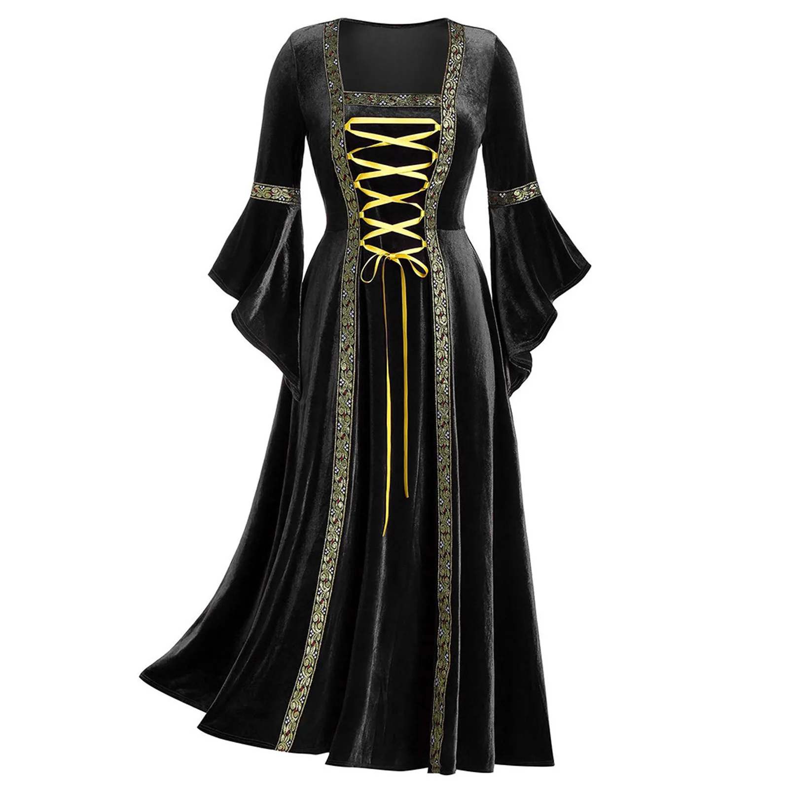 Halloween Custome Women'S Velvet Dress Square Collar Maxi Dress Lace Up Long Sleeve Robe Elegant Long Dress Plus Size Clothing
Halloween Custome Women'S Velvet Dress Square Collar Maxi Dress Lace Up Long Sleeve Robe Elegant Long Dress Plus Size Clothing
