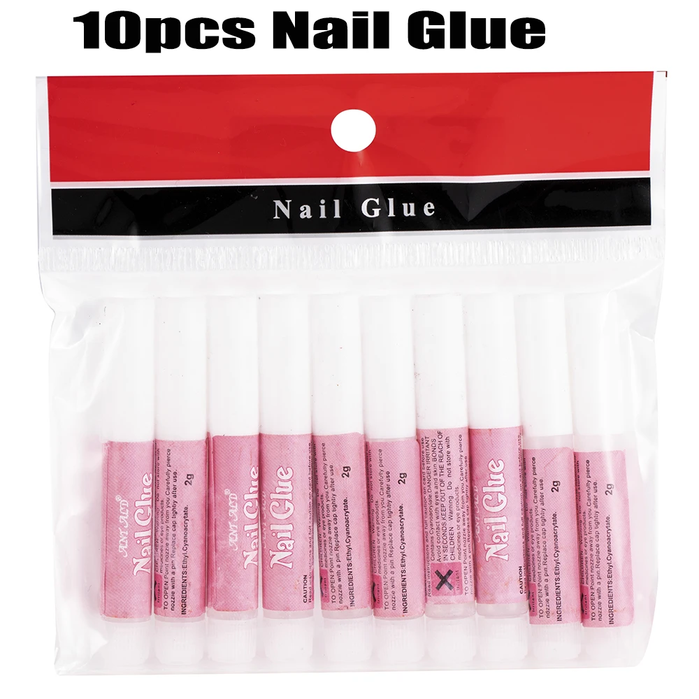 

10Pcs/Set Mini Beauty Nail Glue Professional False Nail Art Decorate Tips Acrylic Glue 1g*10 For Rhinestones Glue Fake Nails &*&