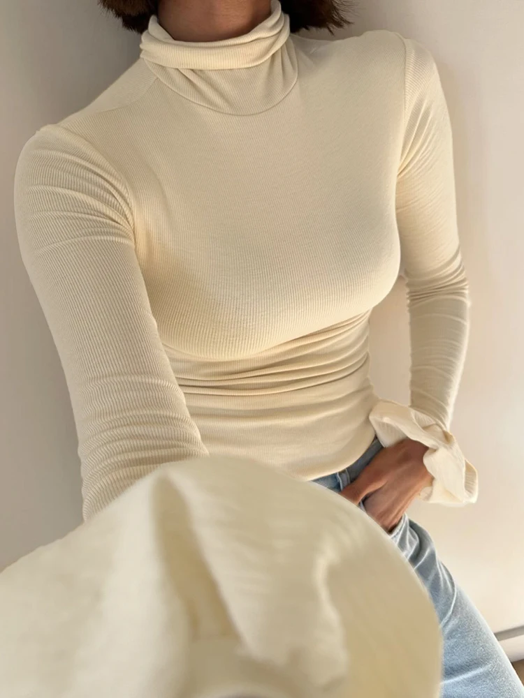 Mozision Turtleneck Long Sleeve T-shirt Women Fashion Autumn New Solid Color Ribbed Tops Femme Double Knit Tees Slim Fit Tops
Mozision Turtleneck Long Sleeve T-shirt Women Fashion Autumn New Solid Color Ribbed Tops Femme Double Knit Tees Slim Fit Tops