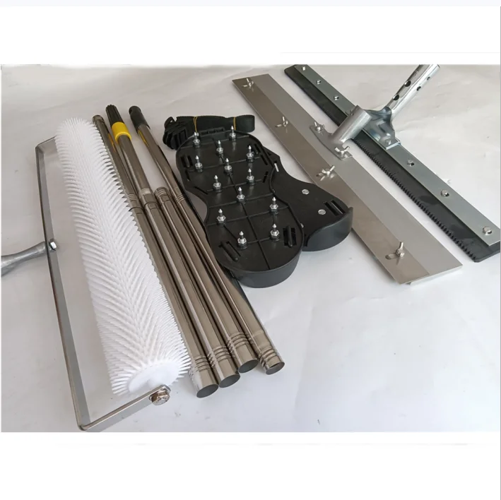 1set Spiked Roller Stainless handle+Spiked Shoes+Pin Leveller Adjustable 600mm+Serrated Rubber Squeegee Epoxy self levelling cem
1set Spiked Roller Stainless handle+Spiked Shoes+Pin Leveller Adjustable 600mm+Serrated Rubber Squeegee Epoxy self levelling cem