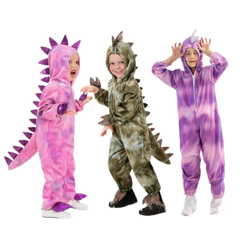 

Children's Dinosaurs Costume Cosplay Tyrannosaurus Rex Cartoon Hooded Jumpsuits Kids Onesies Halloween Animals Role Play Onesies