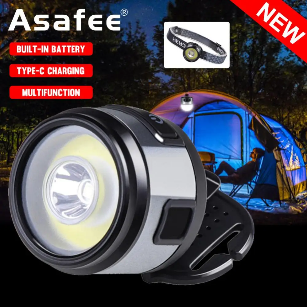 

IN 1 Mini Multifunction XPG+COB Headlamp Rechargeable USB C Clip With Strong Magnet Headlight For Outdoor Fishing Camping