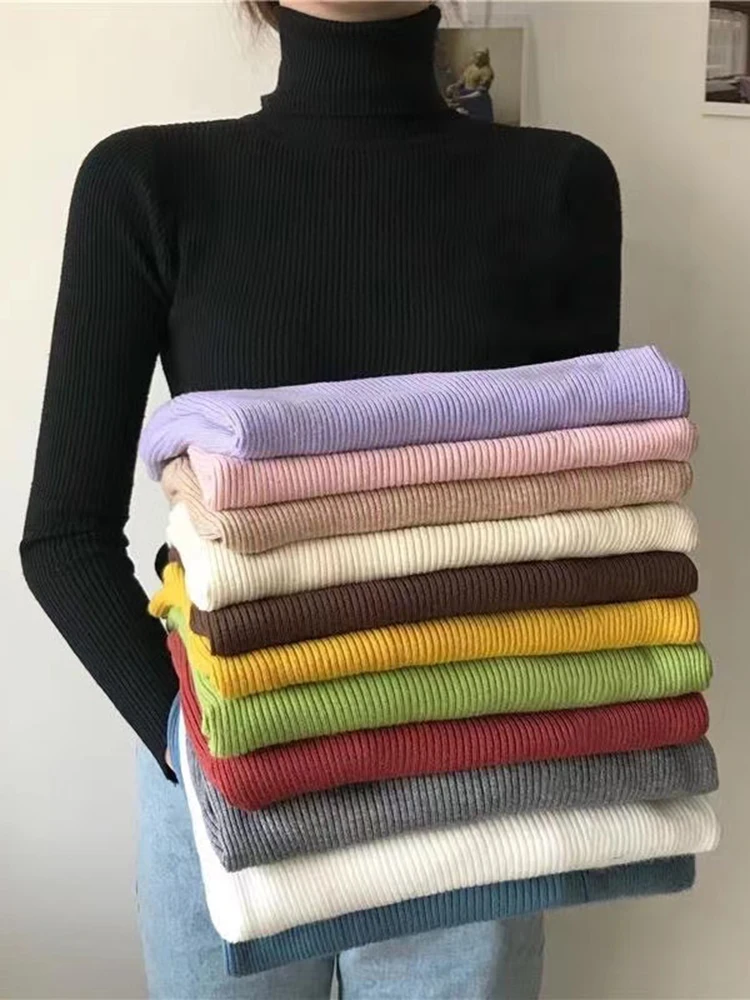 Fashion Female Solid Warm Tops 2022 Autumn Simple Women Basic Pullover Elastic Knit Ladies Casual Turtleneck Sweater Top Winter
Fashion Female Solid Warm Tops 2022 Autumn Simple Women Basic Pullover Elastic Knit Ladies Casual Turtleneck Sweater Top Winter