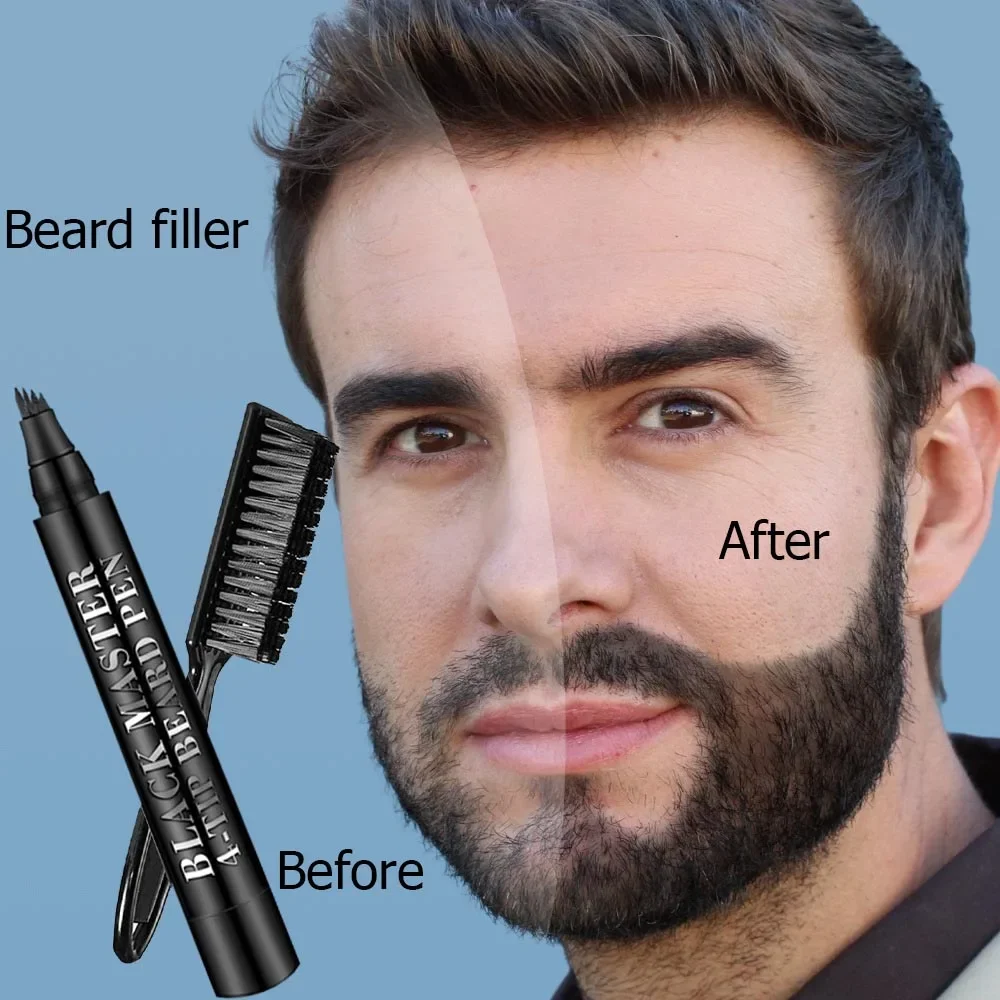 

Hot sale Beard Pen Beard Filler Pencil And Brush Beard Enhancer Waterproof Moustache Coloring Shaping Tools Hair Pencil For Man