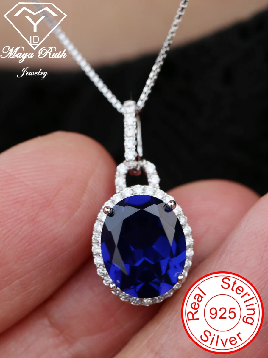 Created Sapphire Gemstone Pendant 925 Sterling Silver Party For Women Anniversary Gifts Blue Stone Female Pigeon's egg Necklace
Created Sapphire Gemstone Pendant 925 Sterling Silver Party For Women Anniversary Gifts Blue Stone Female Pigeon's egg Necklace