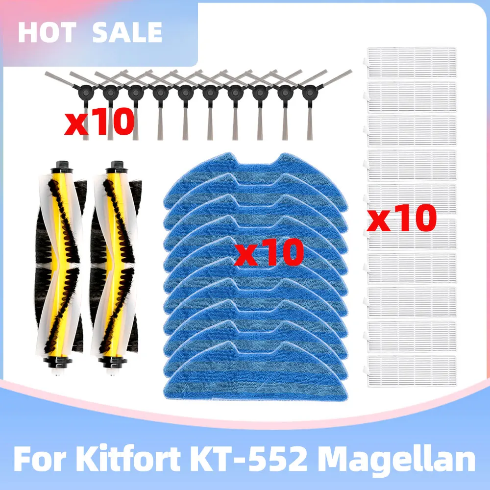 

Compatible For Kitfort KT-552 Magellan Robot Vacuums Roller Main Side Brush Hepa Filter Mop Cloths Replacement Spare Part