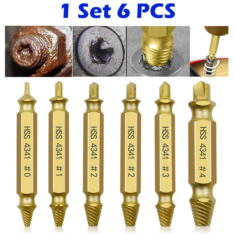 6 PCS Damaged Screw Extractor Set HSS Drill Bit Stripped Broken Remover Easily Quickly Take Out Kit Easy Demolition Power Tools
6 PCS Damaged Screw Extractor Set HSS Drill Bit Stripped Broken Remover Easily Quickly Take Out Kit Easy Demolition Power Tools