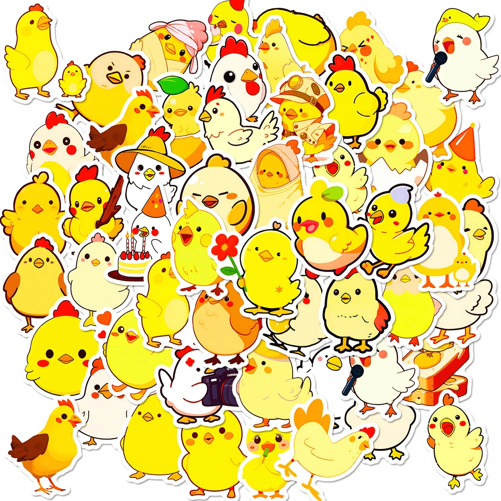 

10/50Pcs Cartoon Cute Funny Chicken Graffiti Stickers DIY Waterproof Removable Car Pencil Case Wall Backpack Decoration Decals