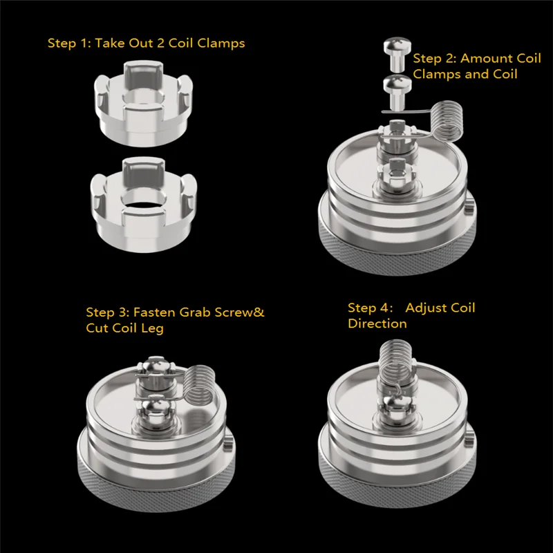 

2pcs YFTK Style Replacemnt Coil Clamps for Flash e-vapor Fev v4.5s+ V4.5 RTA Tank Atomizer S16 SS Clamps Vape Pen Accessory