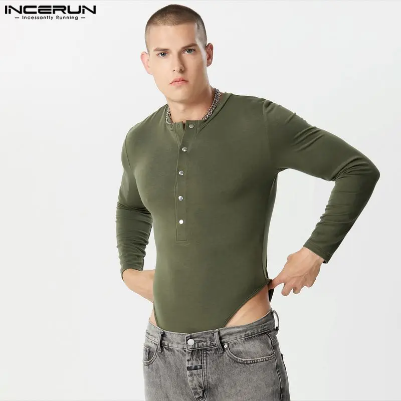Sexy Homewear Style Men's Rompers INCERUN Knitted Solid Simple Jumpsuits Casual Male Long Sleeved Triangle Bodysuits S-5XL 2023
Sexy Homewear Style Men's Rompers INCERUN Knitted Solid Simple Jumpsuits Casual Male Long Sleeved Triangle Bodysuits S-5XL 2023