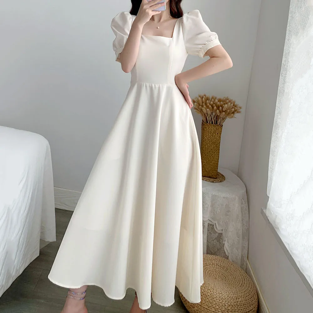 Women Red Puff Sleeve Elegant Dress Square Collar A-line Casual Dresses Solid Wedding Dress Beach Vestidos For Ladies Summer
Women Red Puff Sleeve Elegant Dress Square Collar A-line Casual Dresses Solid Wedding Dress Beach Vestidos For Ladies Summer
