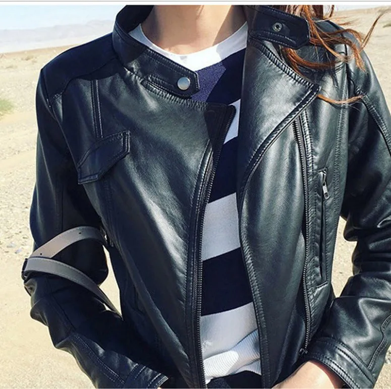 pu leather women's short coat slim Korean version stand-up collar show thin leather jacket top tide
pu leather women's short coat slim Korean version stand-up collar show thin leather jacket top tide