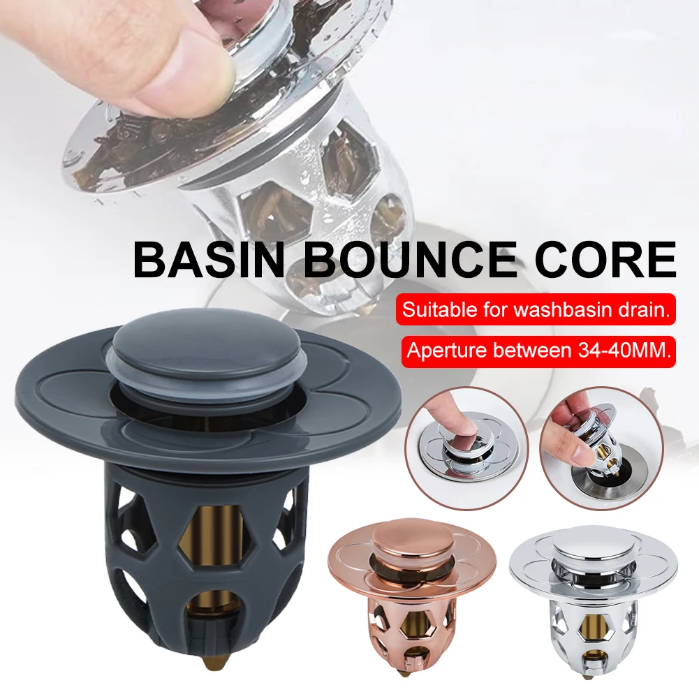 Bathroom Sink Drain Stopper for 34-40mm Bounce Core Pop Up Sink Drain Filter Anti Clogging Basket Strainer With Hair Catcher
Bathroom Sink Drain Stopper for 34-40mm Bounce Core Pop Up Sink Drain Filter Anti Clogging Basket Strainer With Hair Catcher
