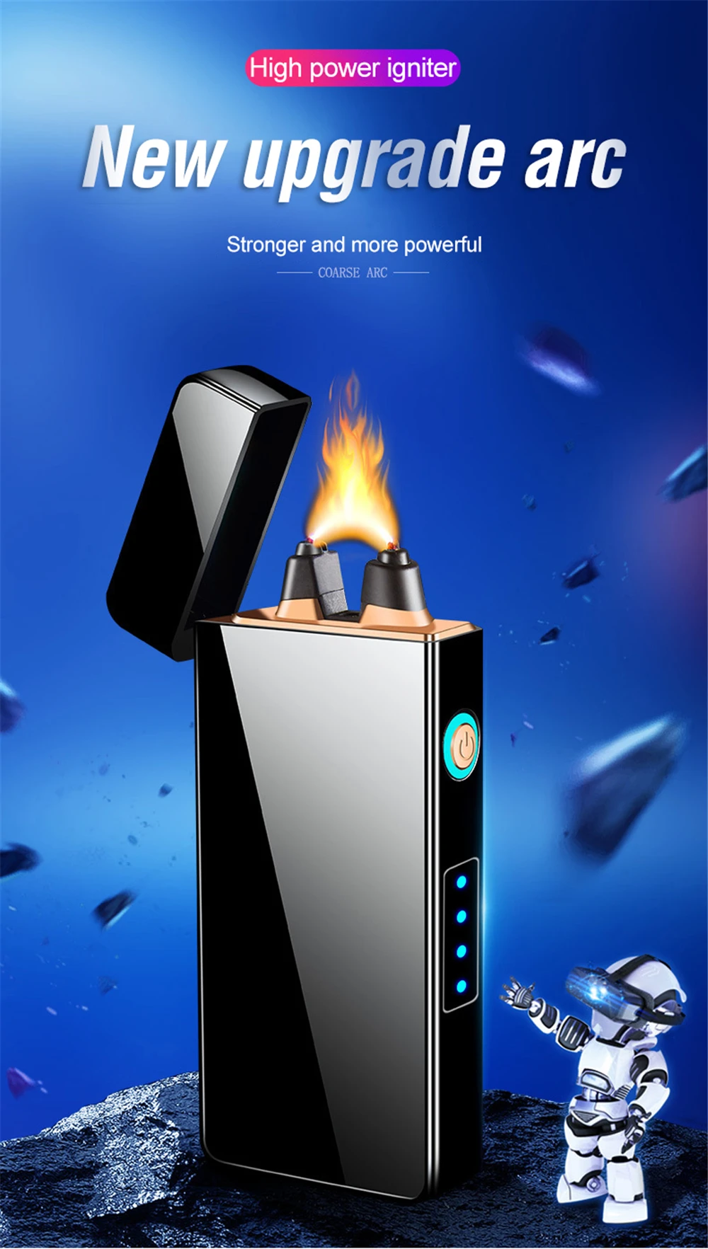 Tanio Potężny płomień zapalniczka USB duża siła ognia wiatroodporny akumulator sklep