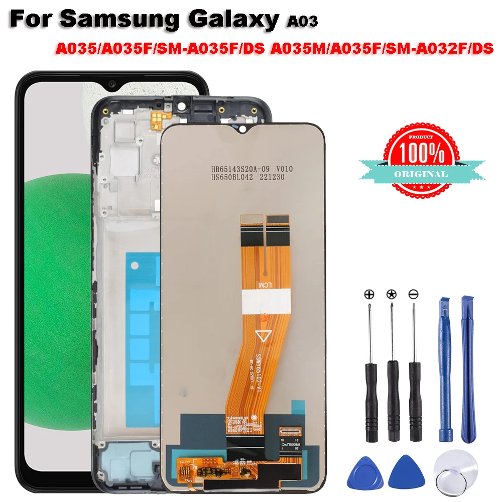 

Original For Samsung Galaxy A03 A035 A035F SM-A035F 6.5" With Frame LCD Display Touch Screen Digitizer Glass Assembly Repair