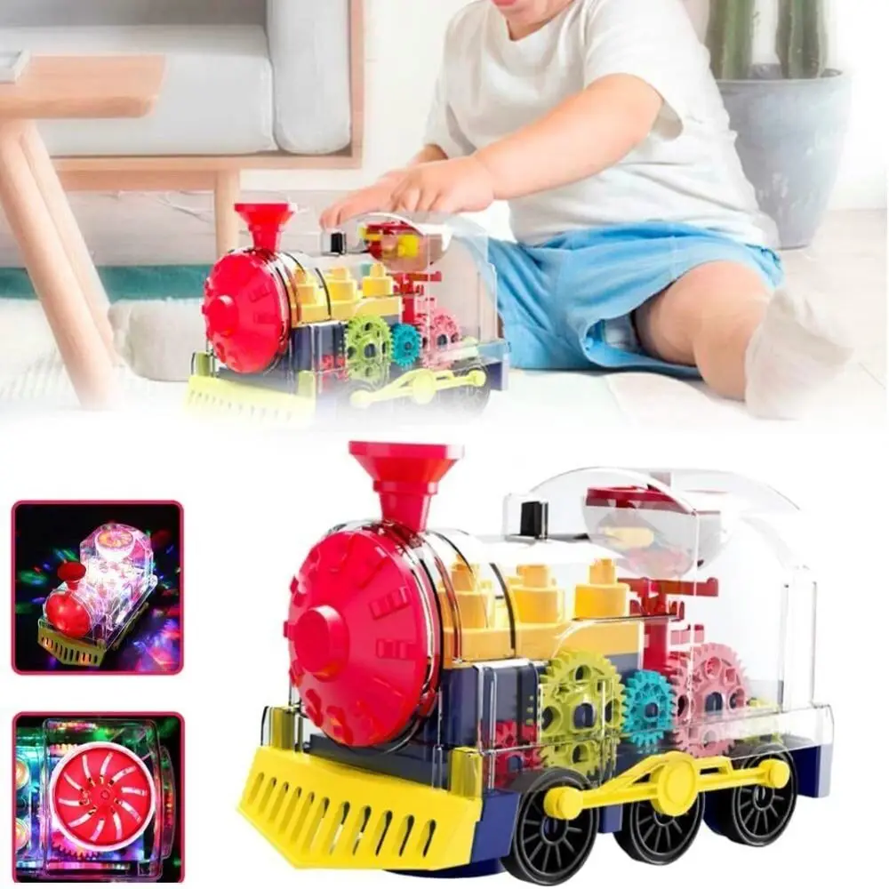with Light Sound Music Electric Gear Locomotive Transparent Mechanical Car Model Toys Gear Train Rotating Cartoon Toy Train
with Light Sound Music Electric Gear Locomotive Transparent Mechanical Car Model Toys Gear Train Rotating Cartoon Toy Train