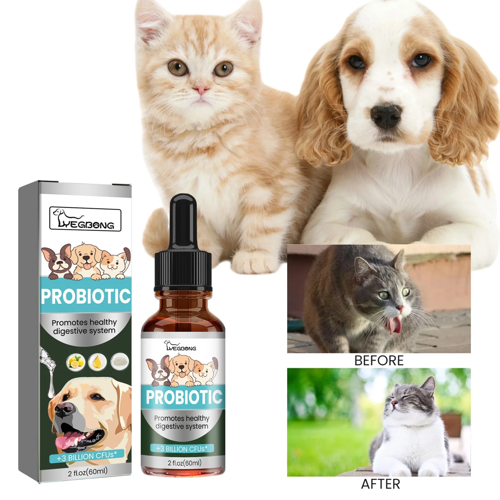 

Dog Probiotics Digestive Drop Regulate Stomach Improve Gastrointestinal Vomiting Stomach Protect Pet Health Nutrition Supplement