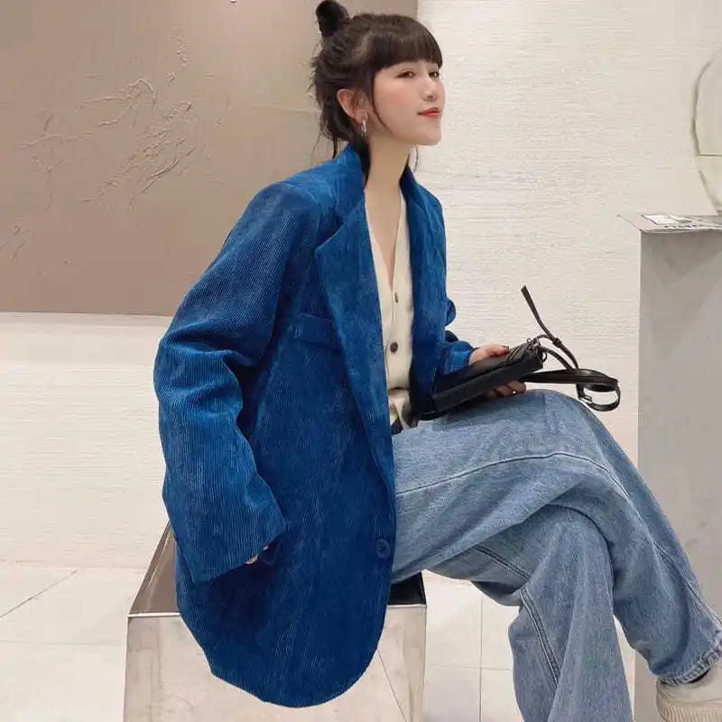 Cotton Corduroy Women's Small Suit Jacket Early Spring and autumn 2023 New European Style Casual Top Loose Lady Blazer
Cotton Corduroy Women's Small Suit Jacket Early Spring and autumn 2023 New European Style Casual Top Loose Lady Blazer