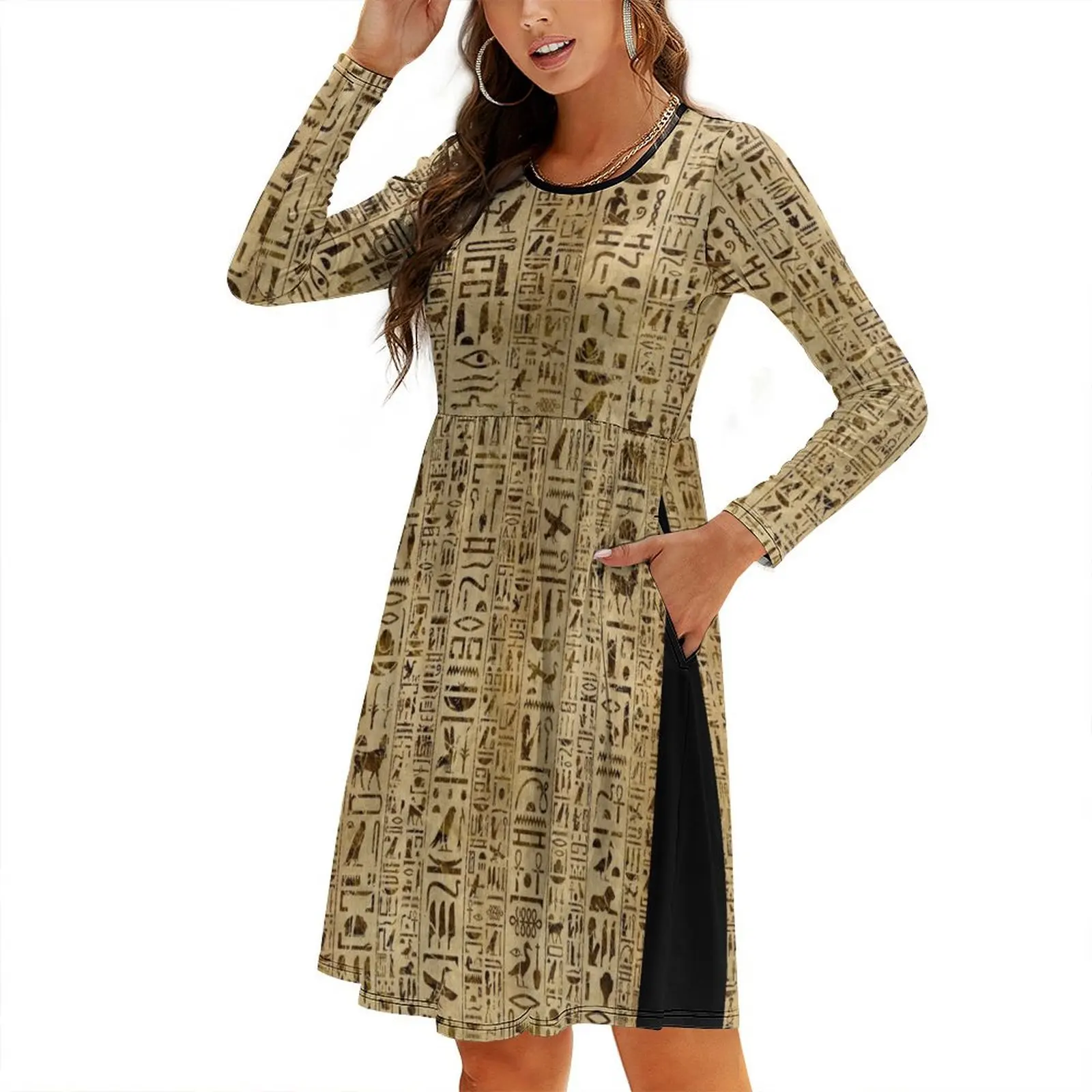 Egyptian hieroglyphs on papyrus Round Neck Baggy Dress dresses for womens 2024 long sleeve dresses
Egyptian hieroglyphs on papyrus Round Neck Baggy Dress dresses for womens 2024 long sleeve dresses