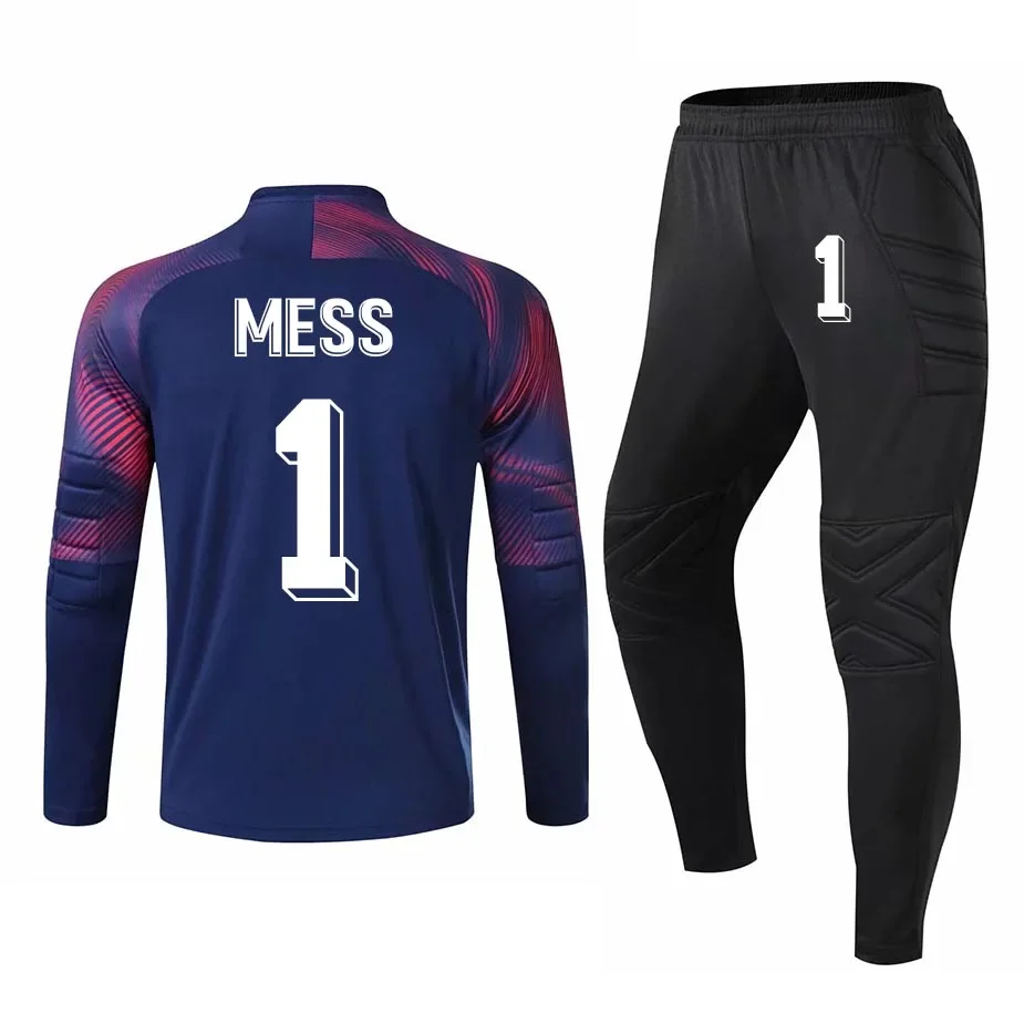 

New Men's Adult Soccer Goalkeeper Uniform Protective Sponge long Sleeve Kid Training Football Goalkeeper Soccer Jersey Top Pants