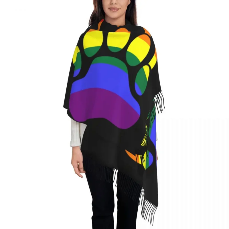 

Custom Print LGBT Rainbow Bear Paw Scarf Women Men Winter Warm Scarves GLBT Gay Lesbian Pride Shawl Wrap