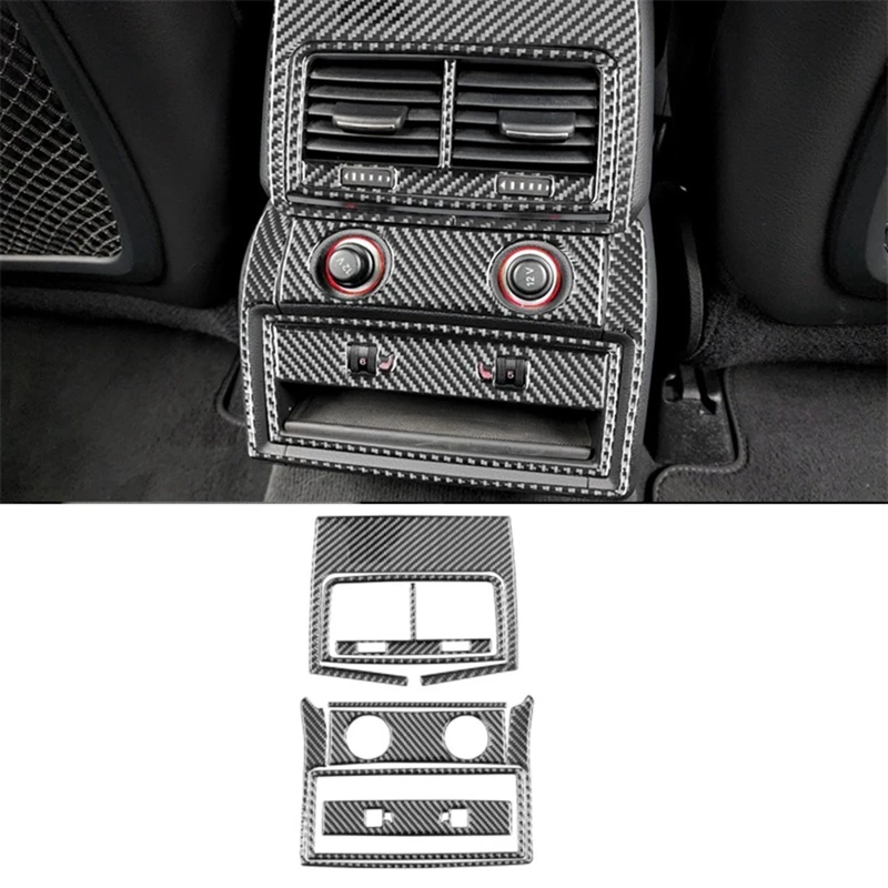 

For Q7 2007-2015 Real Soft Carbon Fiber Car Rear AC Air Vents Frame Decoration Cover Trim Interior Accessories