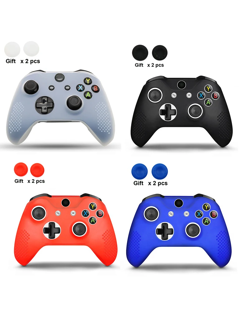 Rubber Silicone Cover Skin Case for Xbox One S/X Controller x 1 with Thumb Grips x 2
Rubber Silicone Cover Skin Case for Xbox One S/X Controller x 1 with Thumb Grips x 2