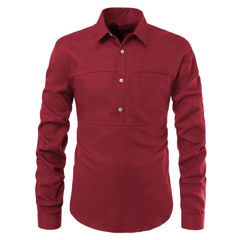 Mens Red Cotton Solid Color Patchwork Pullover T Shirts Fashion Slim Fit Chemise Homme Long Sleeve Beach Vacation Men's Clothing
Mens Red Cotton Solid Color Patchwork Pullover T Shirts Fashion Slim Fit Chemise Homme Long Sleeve Beach Vacation Men's Clothing