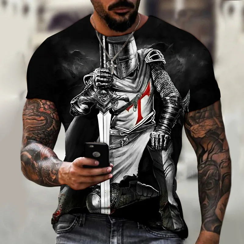2023 Summer Men's T-shirt Retro Crusader 3D Printed T-shirt Short Sleeve Pattern Oversized Top Loose Street Harajuku Clothing 6X
2023 Summer Men's T-shirt Retro Crusader 3D Printed T-shirt Short Sleeve Pattern Oversized Top Loose Street Harajuku Clothing 6X