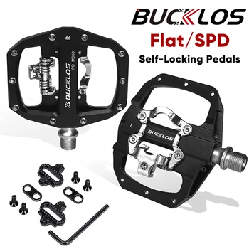 BUCKLOS 산악 자전거 페달, PD-M680 이중 기능 플랫 앤 락 페달, 시마노 SPD 9/16 인치 알루미늄 MTB 페달, 자전거 부품, 2023 신제품