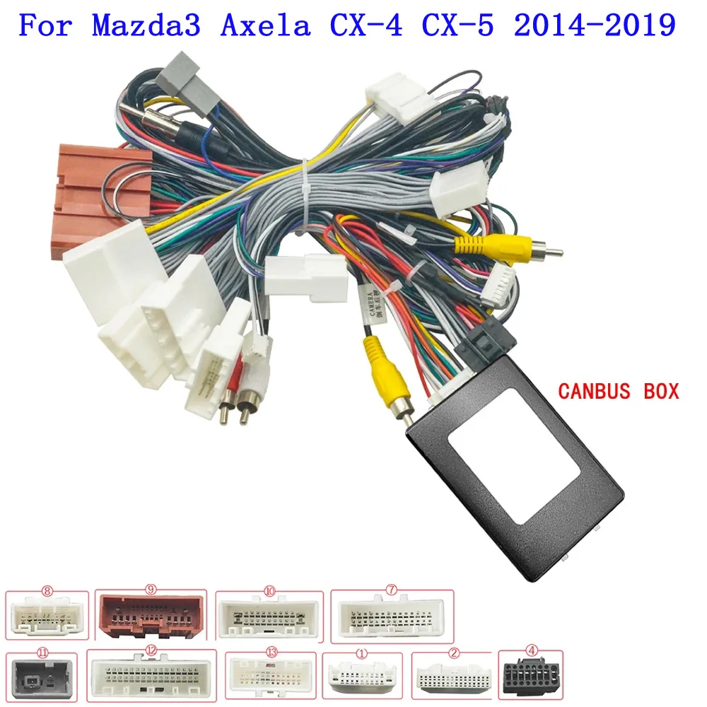 

Автомобильный Проводной адаптер Canbus Box Android, радио кабели питания, декодер для Mazda 3 Axela CX-4 CX4/CX5, стерео Проводной адаптер