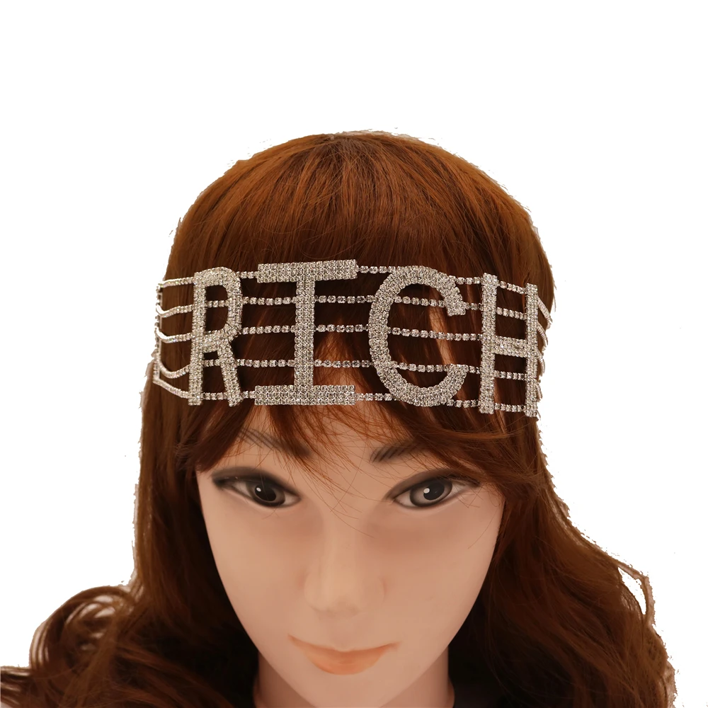 Handmade Trends RICH Letter Crystal Rhinestone Headband with Bungee Cord Shiny Headband Accessories Headpieces for Brides
Handmade Trends RICH Letter Crystal Rhinestone Headband with Bungee Cord Shiny Headband Accessories Headpieces for Brides