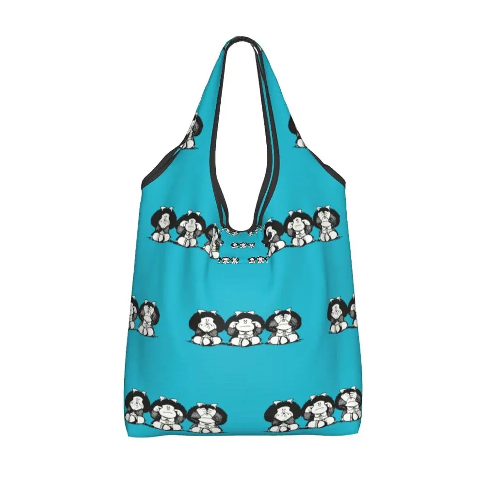 Custom Vintage Mafalda Manga Grocery Shopping Bag 98 Se1111694b5744c91855dc073db868af1F