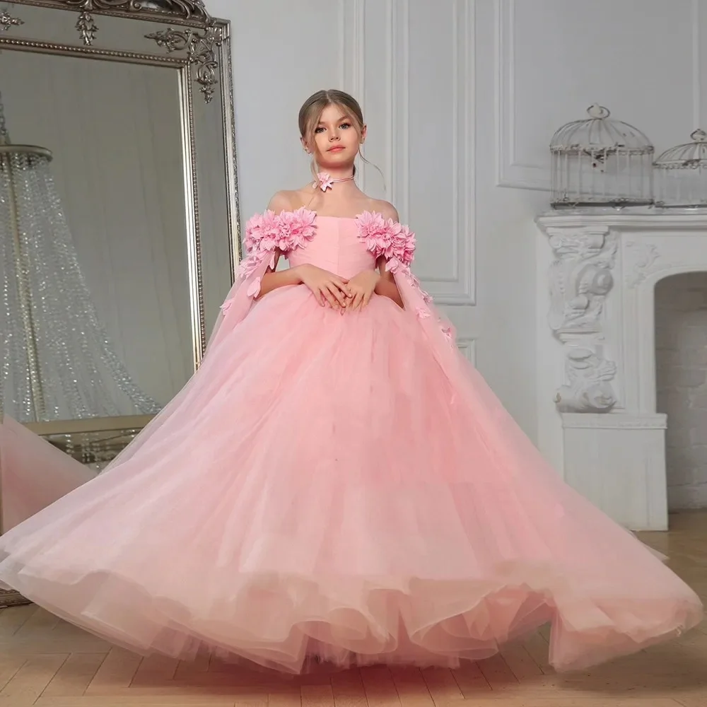 Pink Flower Girl Dresses For Wedding Off Shoulder Tulle Puffy Applique Birthday Party Children Pageant First Communion Gowns
Pink Flower Girl Dresses For Wedding Off Shoulder Tulle Puffy Applique Birthday Party Children Pageant First Communion Gowns