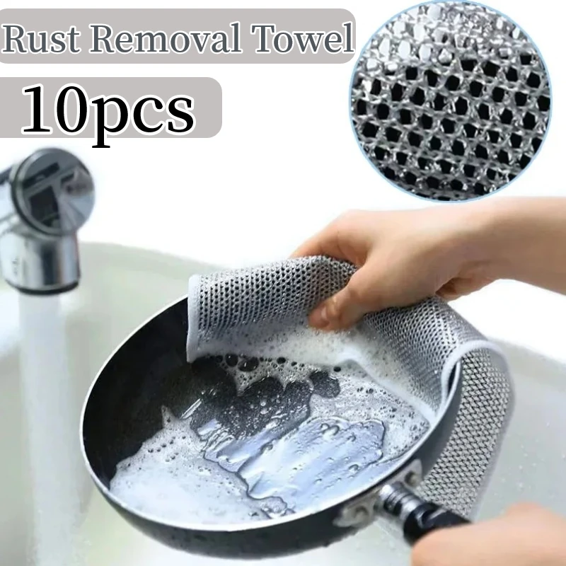 Rust Removal Cleaning Cloth Kitchen Magic Dishwashing Towel Steel Wire Cleaning Rag Microwave Stove Clean Tools Dish Cloth 
Rust Removal Cleaning Cloth Kitchen Magic Dishwashing Towel Steel Wire Cleaning Rag Microwave Stove Clean Tools Dish Cloth