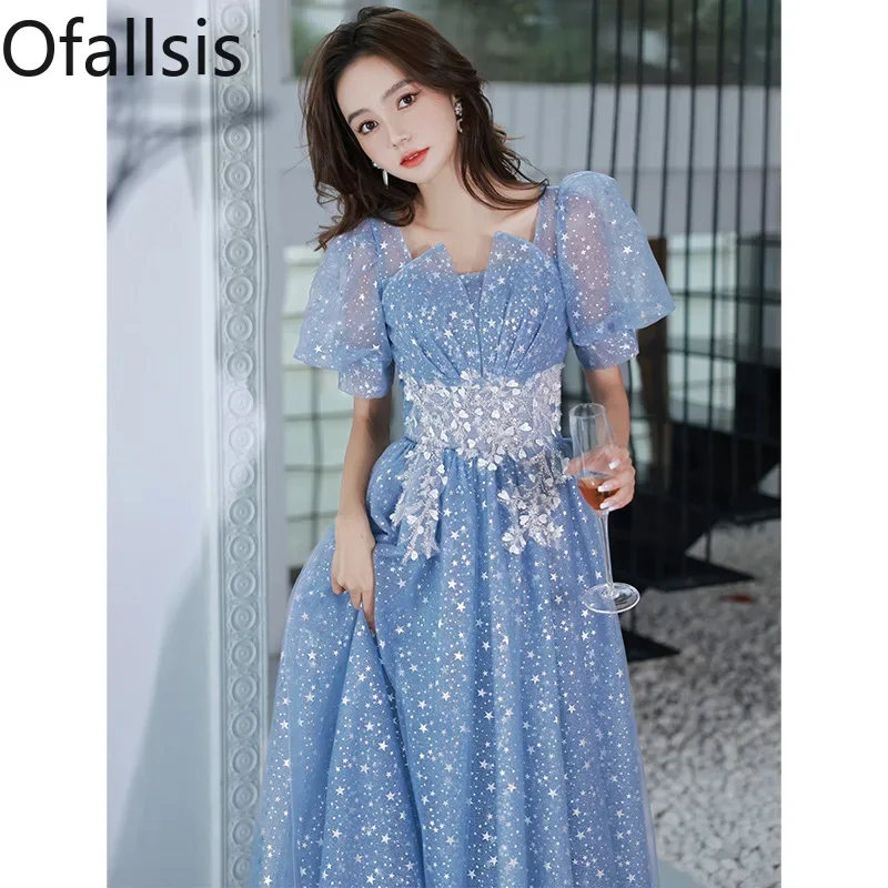 Ofallsis Blue Sequins Evening Dress 2023 Summer New Fairy Sweet High Sense Banquet Temperament Light Luxury Exam Host Dresses 
Ofallsis Blue Sequins Evening Dress 2023 Summer New Fairy Sweet High Sense Banquet Temperament Light Luxury Exam Host Dresses