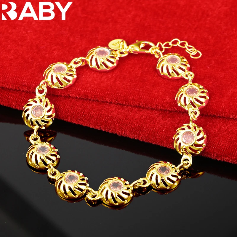 URBABY 925 Sterling Silver Bracelet 24K Gold Orange Zircon Chain Bracelet For Women Wedding Party Jewelry Charm Accessories
URBABY 925 Sterling Silver Bracelet 24K Gold Orange Zircon Chain Bracelet For Women Wedding Party Jewelry Charm Accessories