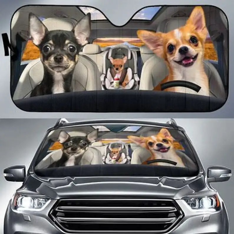 Three Chihuahuas Safe And Driver Auto Sun Shade Windshield Sunshade, Car Accessories, Custom Animal Pattern Sunshade, Personaliz
Three Chihuahuas Safe And Driver Auto Sun Shade Windshield Sunshade, Car Accessories, Custom Animal Pattern Sunshade, Personaliz