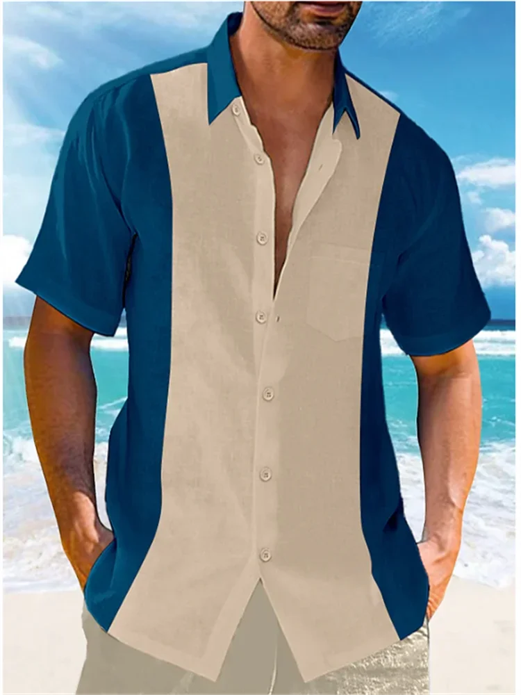 Men's Shirt New 2024 Casual Summer Shirt Beach Vacation Top Blue Short Sleeve Color Matching Lapel Front Pocket Clothing Fashion
Men's Shirt New 2024 Casual Summer Shirt Beach Vacation Top Blue Short Sleeve Color Matching Lapel Front Pocket Clothing Fashion