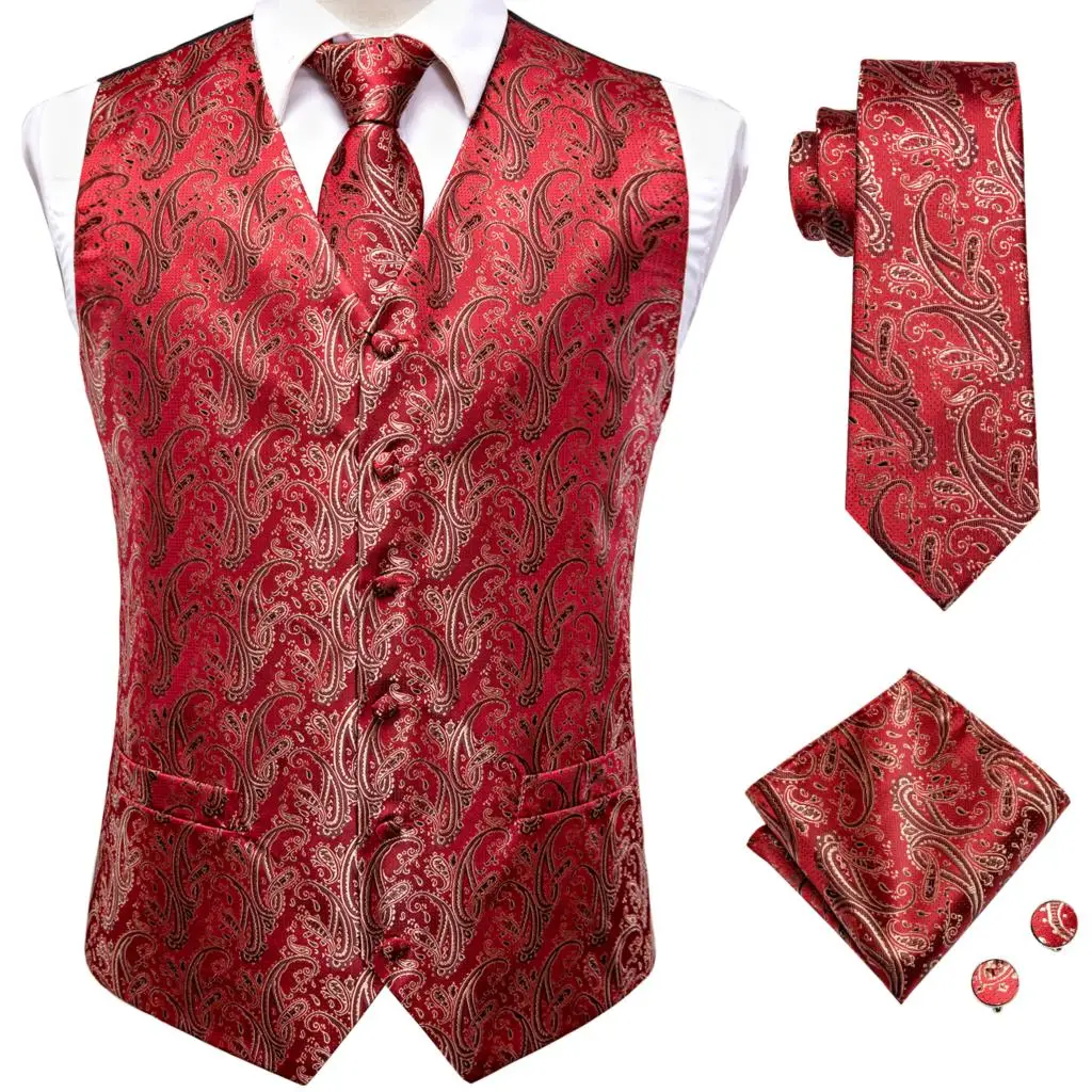 Hi-Tie Mens Vest Tie Hankerchief Cufflinks Set Jacquard Silk Dress Suit Waistcoat Jacket Necktie for Male Wedding Business Gift
Hi-Tie Mens Vest Tie Hankerchief Cufflinks Set Jacquard Silk Dress Suit Waistcoat Jacket Necktie for Male Wedding Business Gift