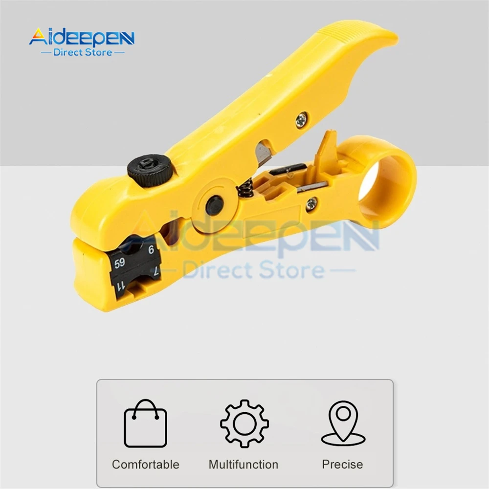 

1Pcs Multi-functional Wire Coax Coaxial Stripping Tool for UTP/STP RG59 RG6 RG7 RG11 Universal Cable Stripper Cutter Pliers