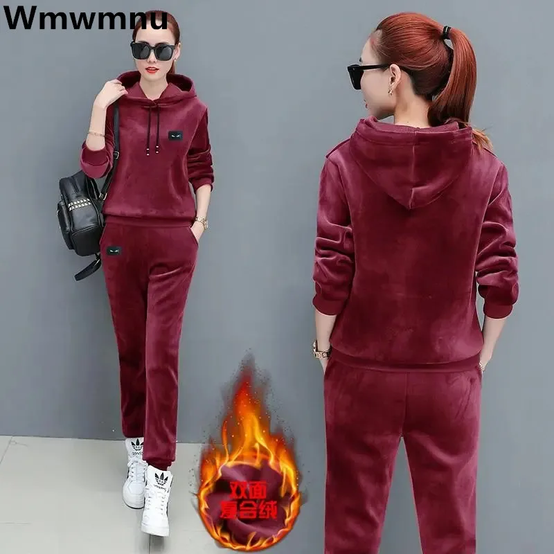 Casual Warm Tracksuits 2 Piece Sets Women Velvet Hoodies Sweatshirts Conjunto Thicken Plush Joggings Suit Fall Winter Loungewear
Casual Warm Tracksuits 2 Piece Sets Women Velvet Hoodies Sweatshirts Conjunto Thicken Plush Joggings Suit Fall Winter Loungewear