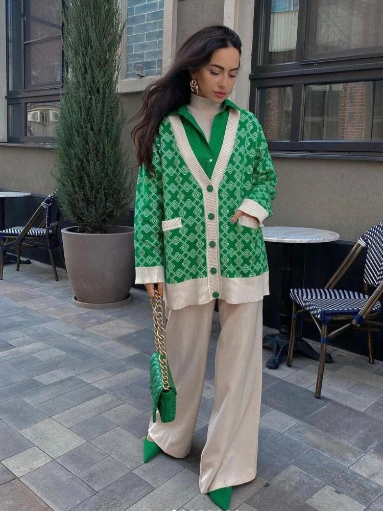 2023 Autumn Hot Sale In Europe and The United States Jacquard Contrast Cardigan Loose Mid-length Cardigan Jacket Women
2023 Autumn Hot Sale In Europe and The United States Jacquard Contrast Cardigan Loose Mid-length Cardigan Jacket Women