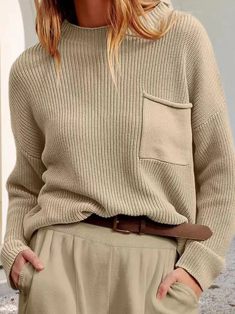 Women Solid Loose Casual Pullovers Sweater Elegant Fashion Street Wear Pocket Round Neck Long Sleeves Loose Jumpers Top New 2023
Women Solid Loose Casual Pullovers Sweater Elegant Fashion Street Wear Pocket Round Neck Long Sleeves Loose Jumpers Top New 2023