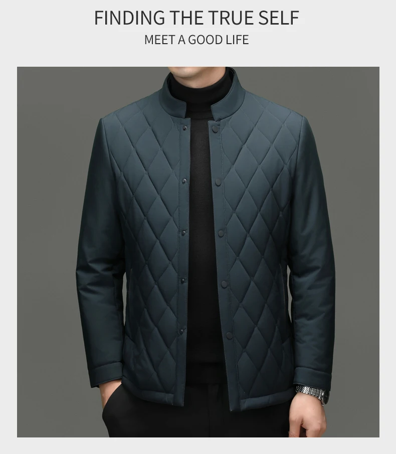 سترة رجالية فاخرة من حرير التوت بياقة عالية، تصميم جديد أنيق لفصلي الخريف والشتاء، معطف عملي غير رسمي مقاوم للرياح سترة رجالية فاخرة من حرير التوت بياقة عالية، تصميم جديد أنيق لفصلي الخريف والشتاء، معطف عملي غير رسمي مقاوم للرياح