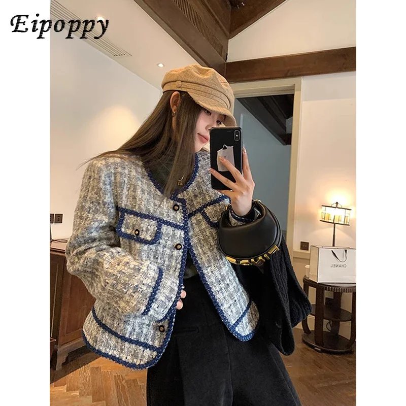 Vintage Jackets Women Blue Tweed Cropped Coat Korean Elegant Thicken Single Breasted Blazer Casual Short Outerwear Tops
Vintage Jackets Women Blue Tweed Cropped Coat Korean Elegant Thicken Single Breasted Blazer Casual Short Outerwear Tops